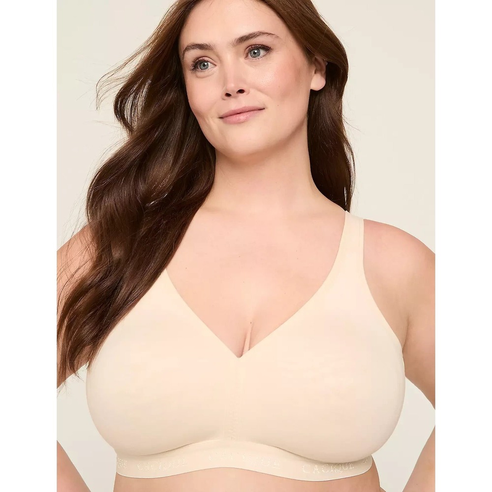 Cacique No Wire Unlined Full Coverage Beige/Nude Bra Size 50C‎
